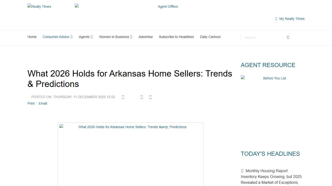 Realty Times - What 2026 Holds for Arkansas Home Sellers: Trends & Predictions